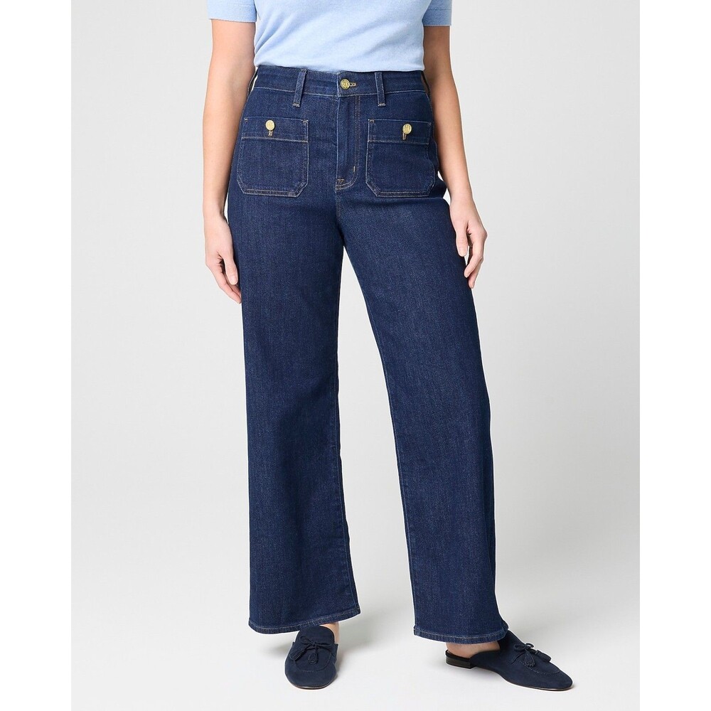 J. Crew Factory Full Length Slim Wide Leg Jeans Dark Wash Nautical sz 31